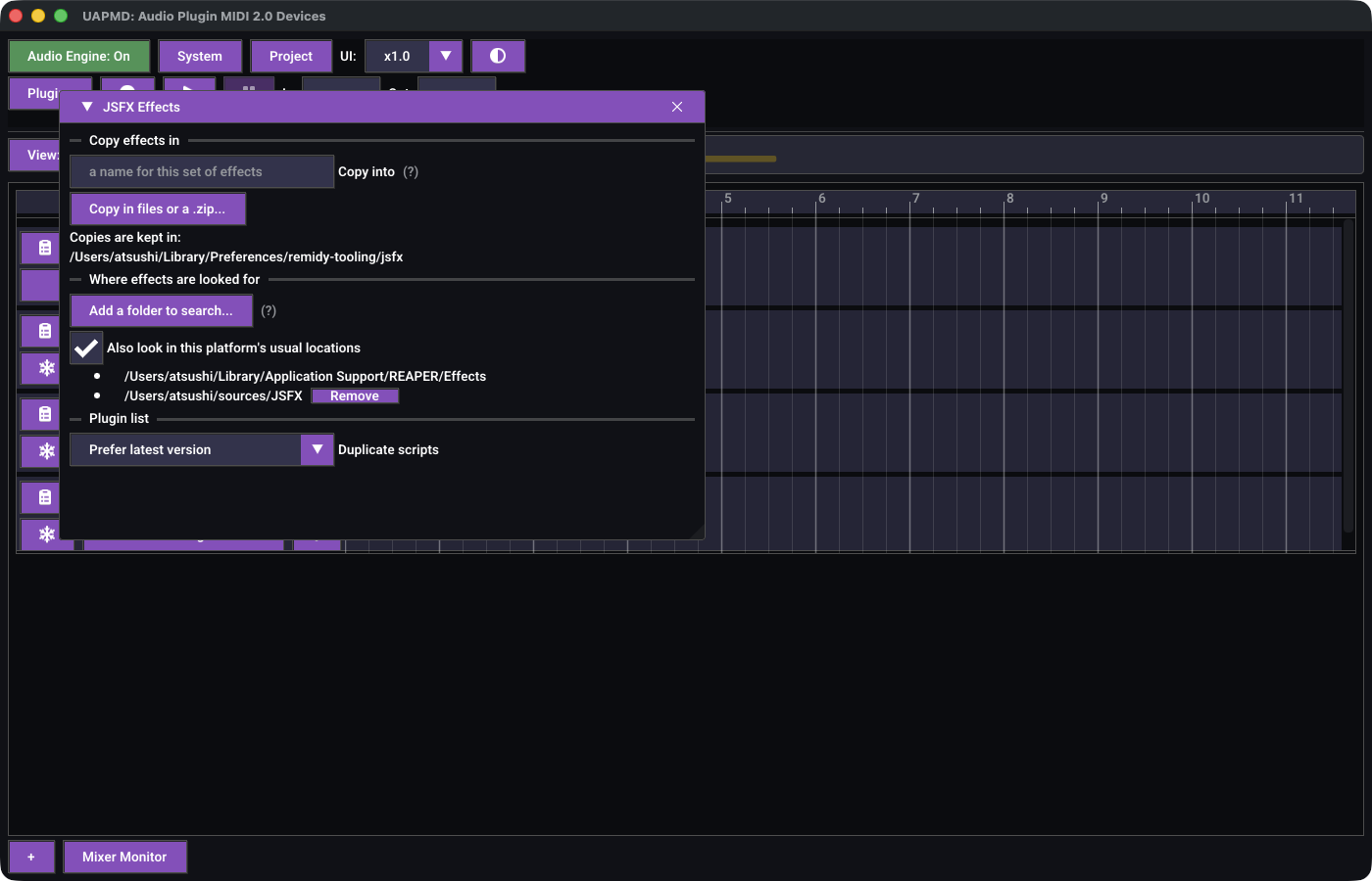 JSFX Settings