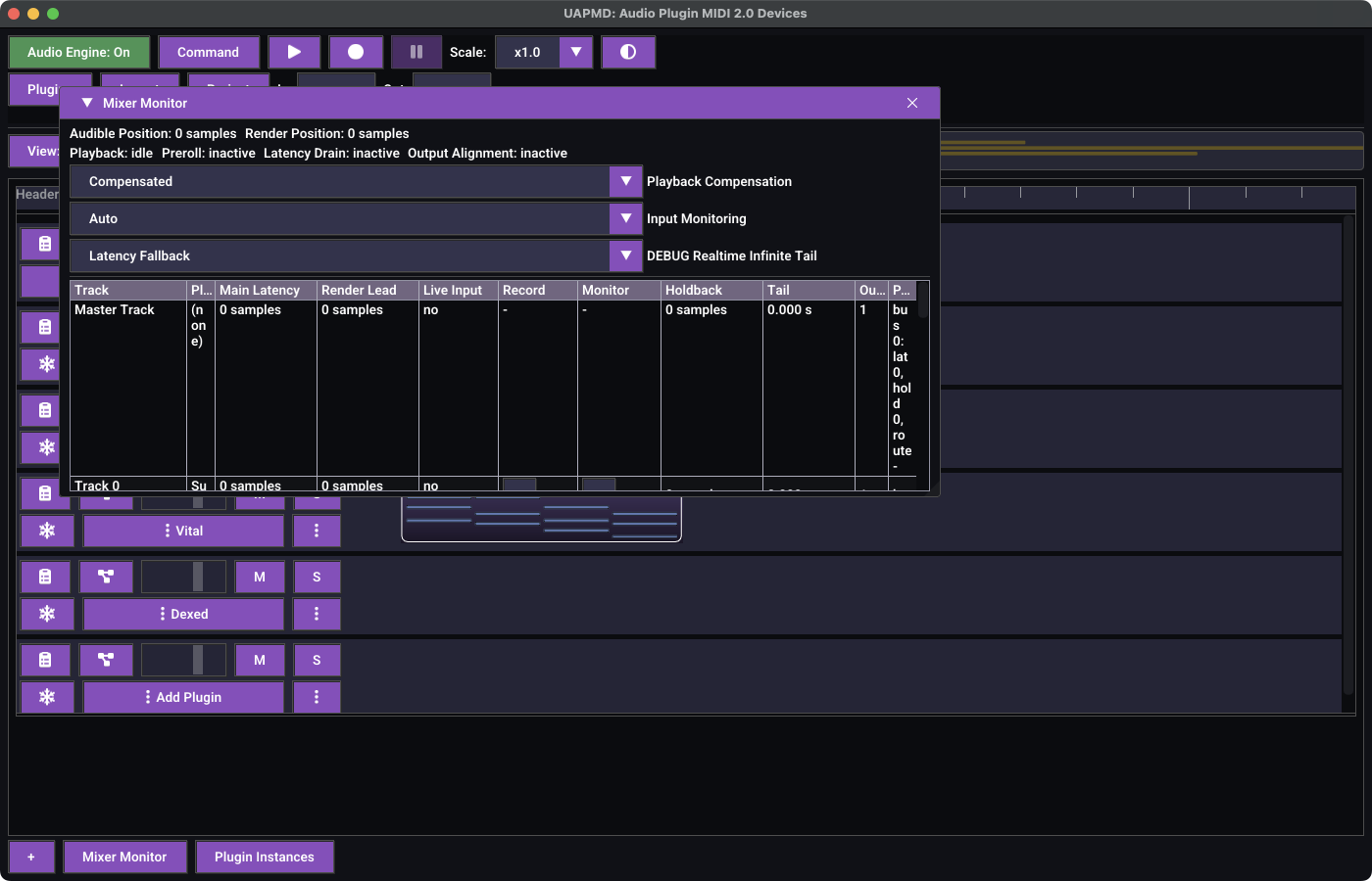 The Mixer Monitor window