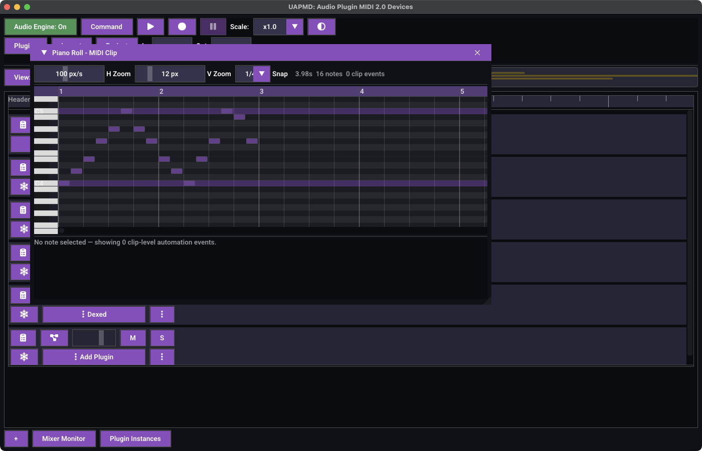 The piano roll editor