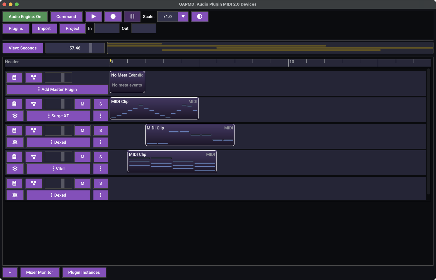 Tracks with MIDI clips